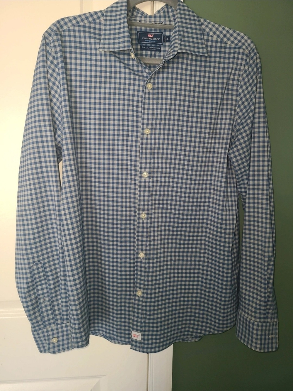 Vineyard Vines Blue and White Gingham Long-Sleeve Shirt